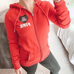 🌟 PINK University of Arizona Wildcats Zip Up Hoodie Sweatshirt Red Sequin